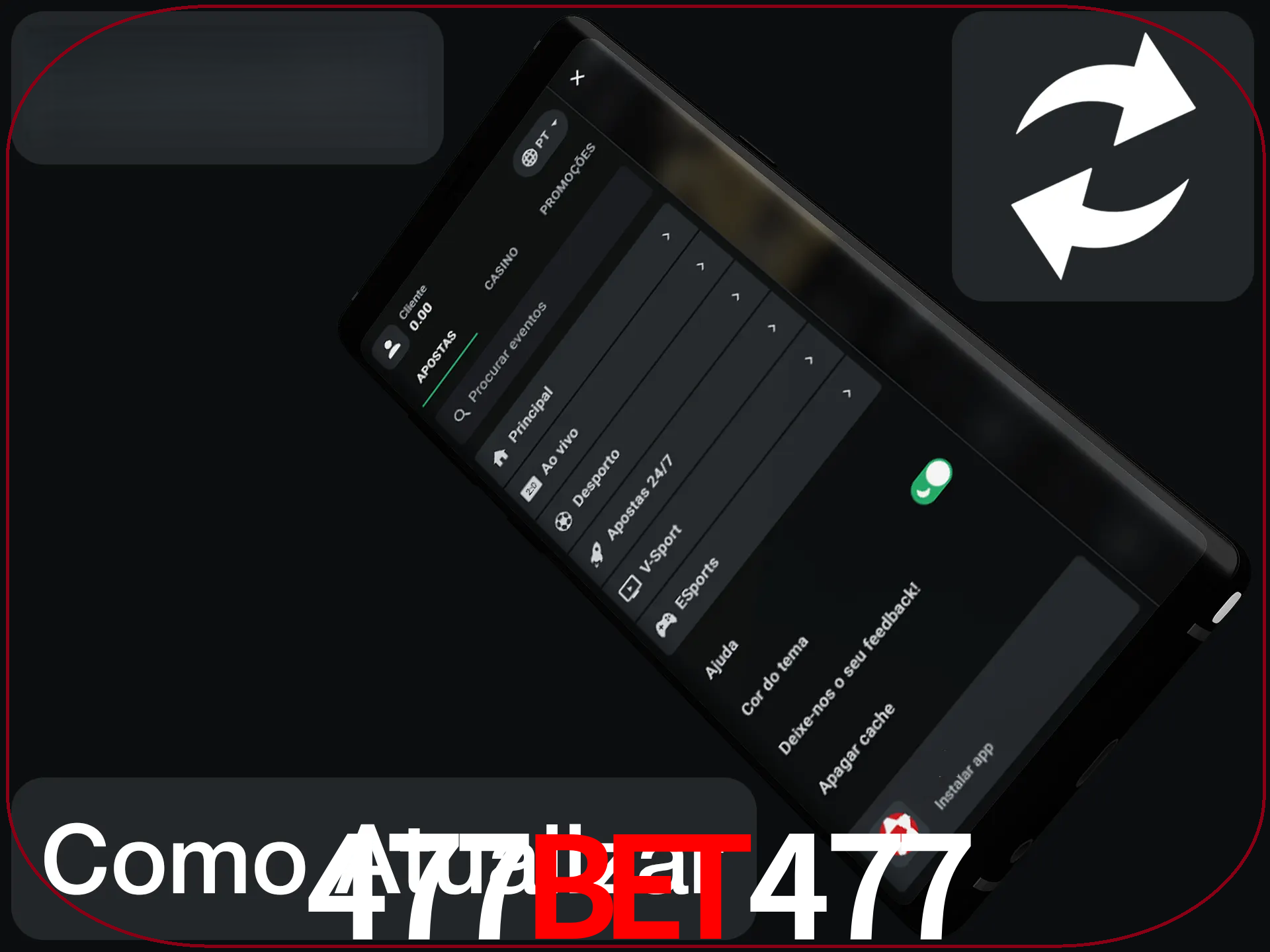 O aplicativo é atualizado automaticamente quando você faz o login.