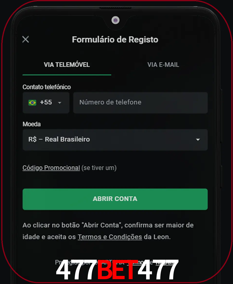 Abra o aplicativo e inicie o processo de registro.